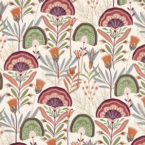 tessuto arredo tessuto spinato in cotone Floreale – bianco lana/pino, 
