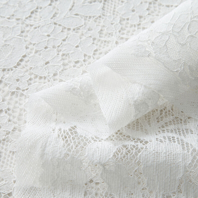 Pregiato tessuto di pizzo con motivo floreale – bianco,  image number 3