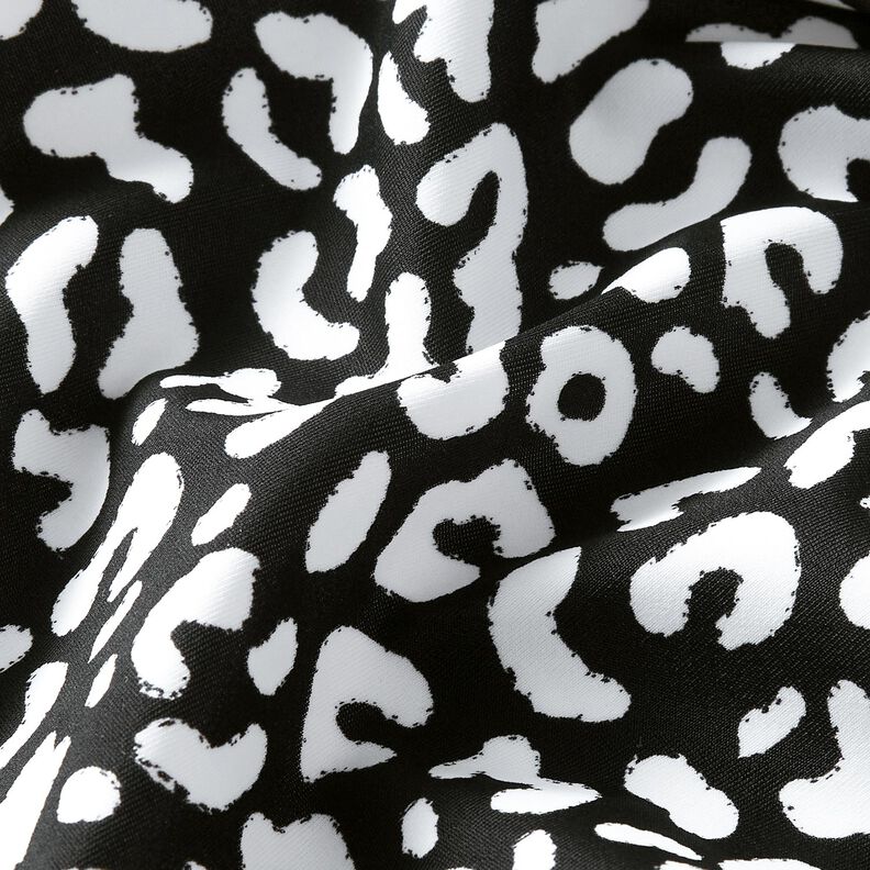 tessuto per costumi da bagno Macchie di leopardo astratte – nero-azzurro/bianco,  image number 2