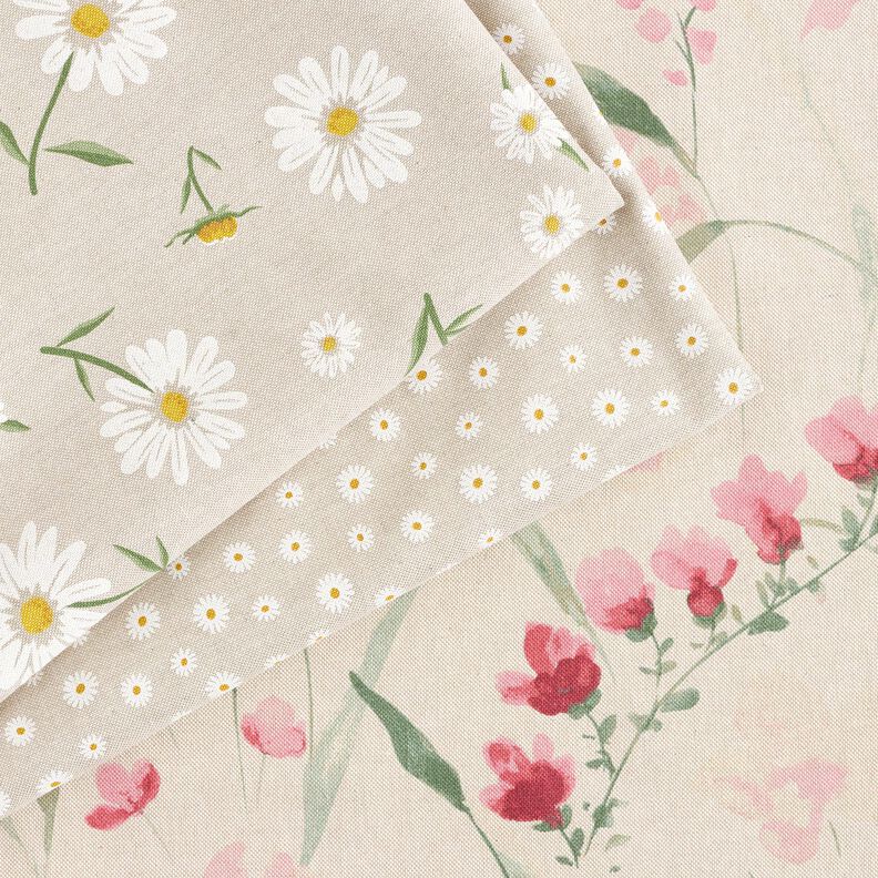 tessuto arredo mezzo panama Piccoli fiori – naturale/bianco,  image number 5