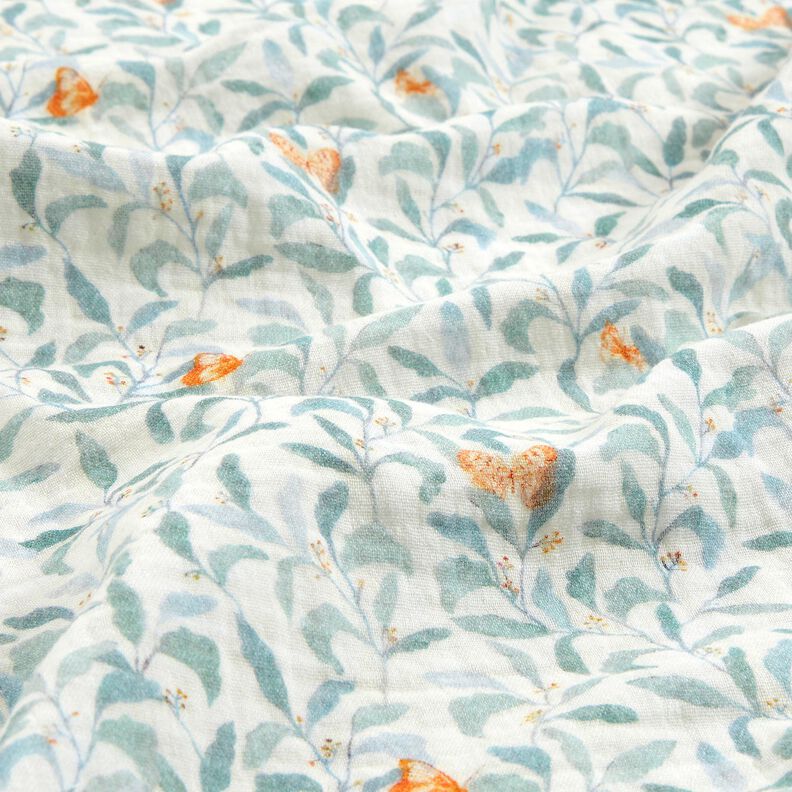 mussolina / tessuto doppio increspato Prato con farfalle stampa digitale | Poppy Fabrics – avorio,  image number 2