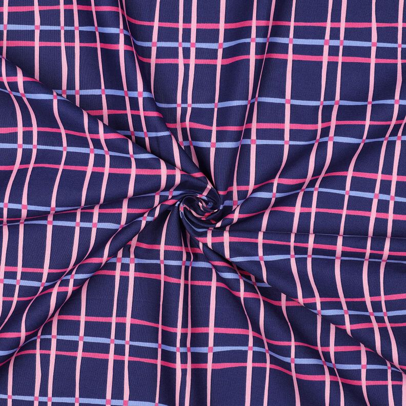 popeline di cotone Quadri ondulati | Poppy Fabrics – indaco/rosa,  image number 3