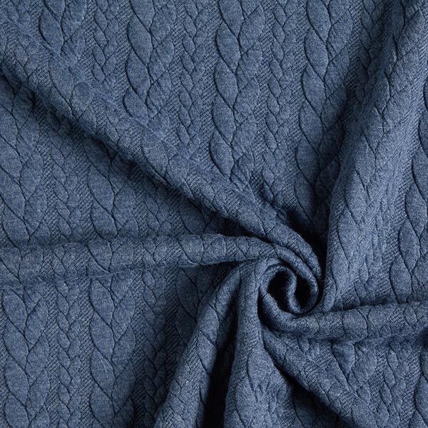 Jersey jacquard, cloqué, motivi a treccia – colore blu jeans,  image number 3