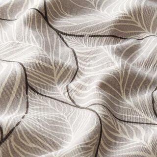 tessuto arredo, mezzo panama, foglie semplici – grigio chiaro, 