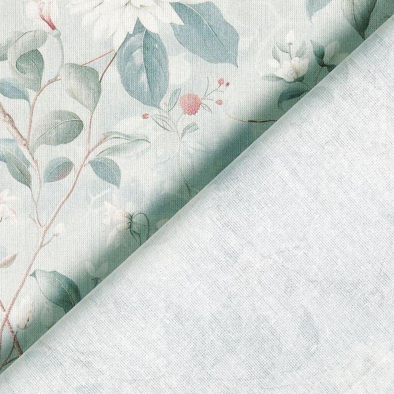 tessuto in cotone popeline sottili rami in fiore – blu-argento, image number 4