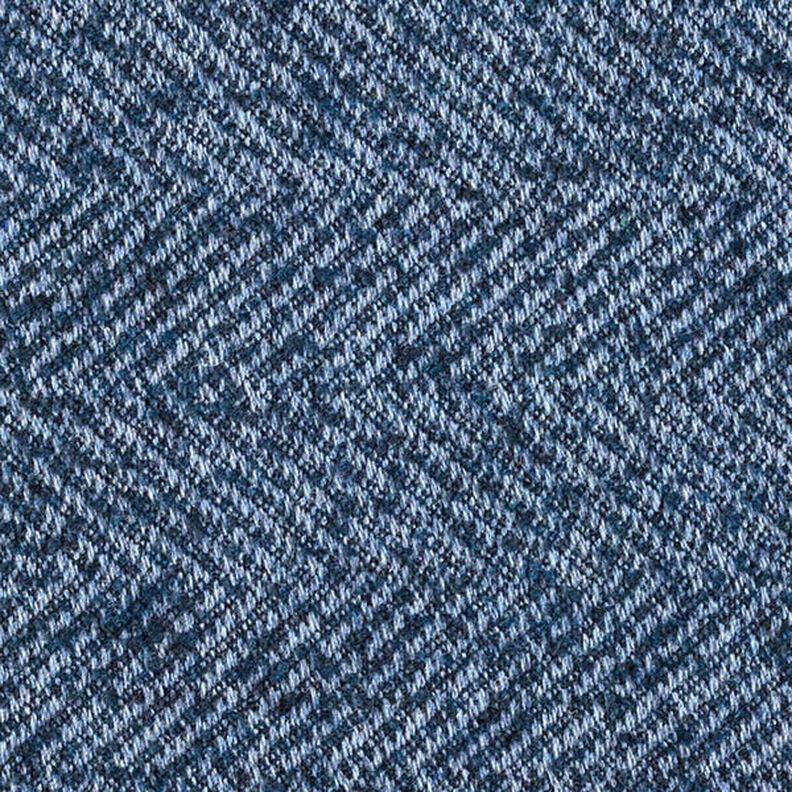Tessuto per cappotto in tessuto misto lana zigzag – blu marino | Resto 50cm,  image number 1