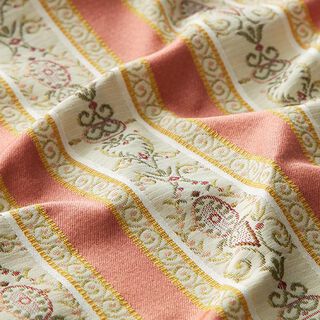 tessuto per arredi, jacquard, righe in stile Biedermeier – crema/rosa anticato, 
