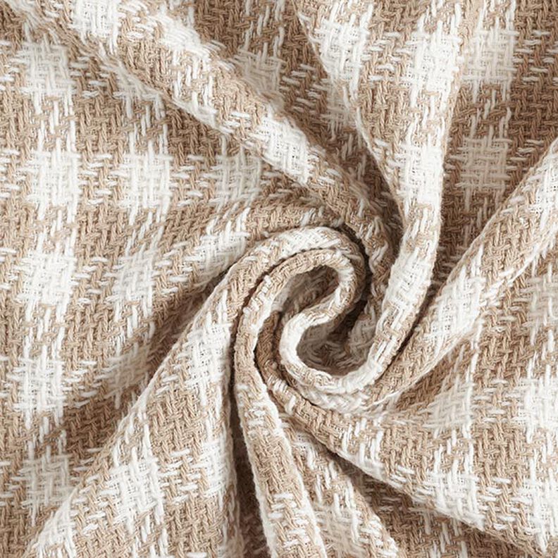Tessuto per cappotti in cotone scozzese – bianco/beige scuro,  image number 4