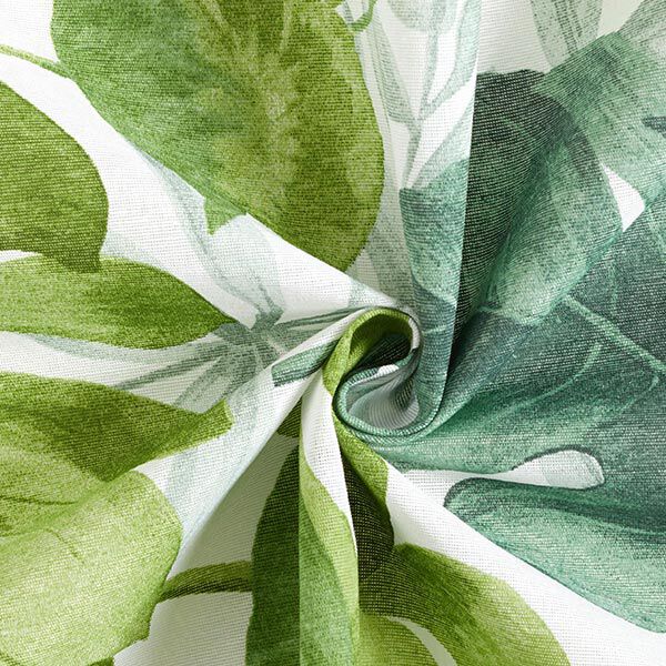 tessuto arredo tessuto canvas grandi foglie di monstera – bianco/verde erba, image number 3