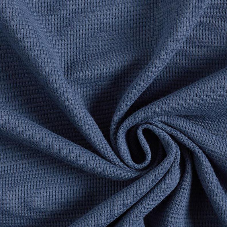 jersey di cotone, nido d’ape mini, tinta unita – colore blu jeans,  image number 1