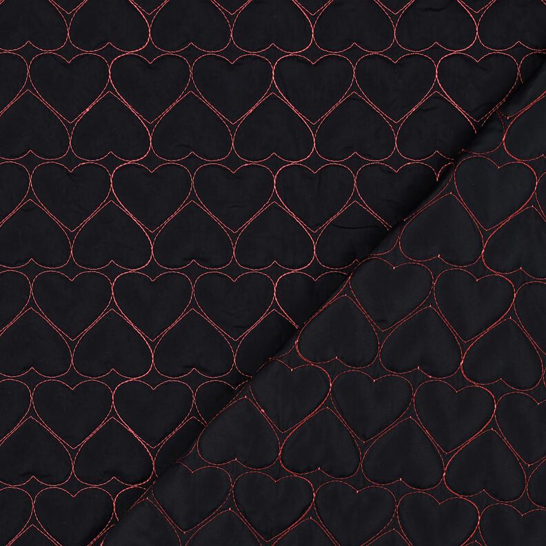 tessuto trapuntato Cuori al neon | Poppy Fabrics – nero/fucsia neon, image number 4