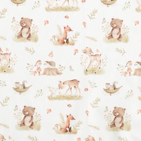 popeline Dolci animali della foresta stampa digitale – bianco lana, 