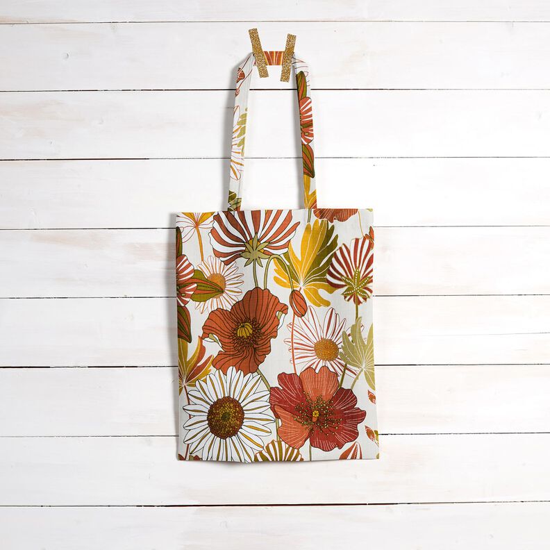 tessuto arredo panama Fiori dai colori vivaci – crema/terracotta,  image number 8