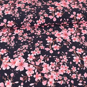 jersey di cotone Fiori di ciliegio | Glitzerpüppi – blu marino, 