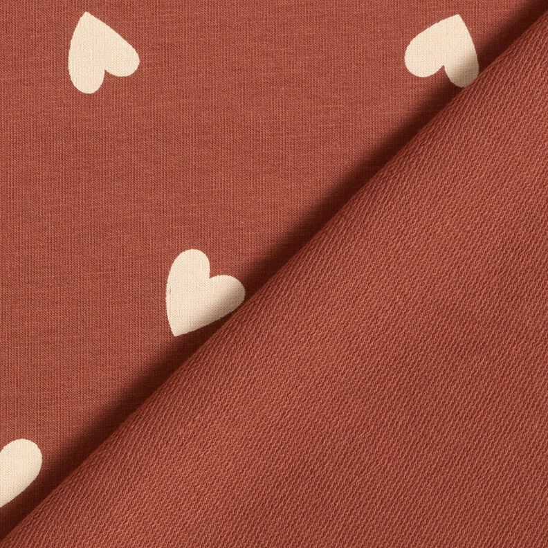 French terry, felpa estiva cuori sparsi &ndash; rosso scuro,  image number 4