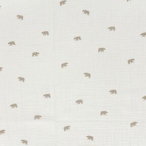 mussolina / tessuto doppio increspato Orso bianco – bianco, 