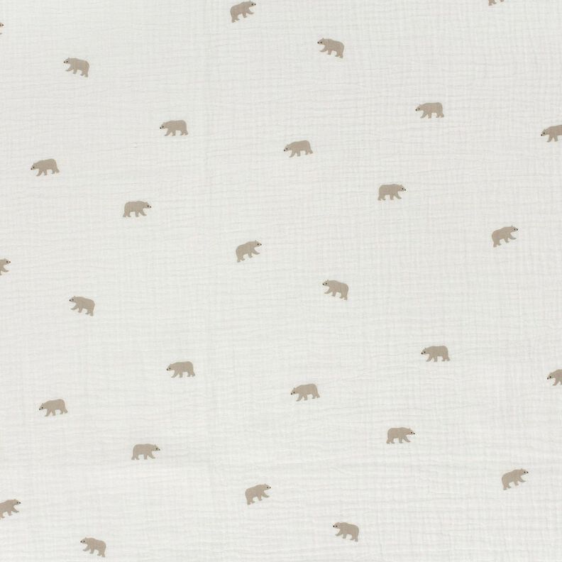 mussolina / tessuto doppio increspato Orso bianco – bianco, image number 1