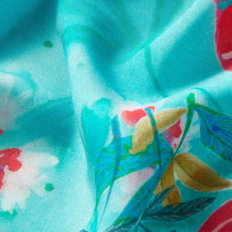 Pannello Pareo da spiaggia con pavoni e fiori – azzurro/rosa fucsia acceso,  image number 3