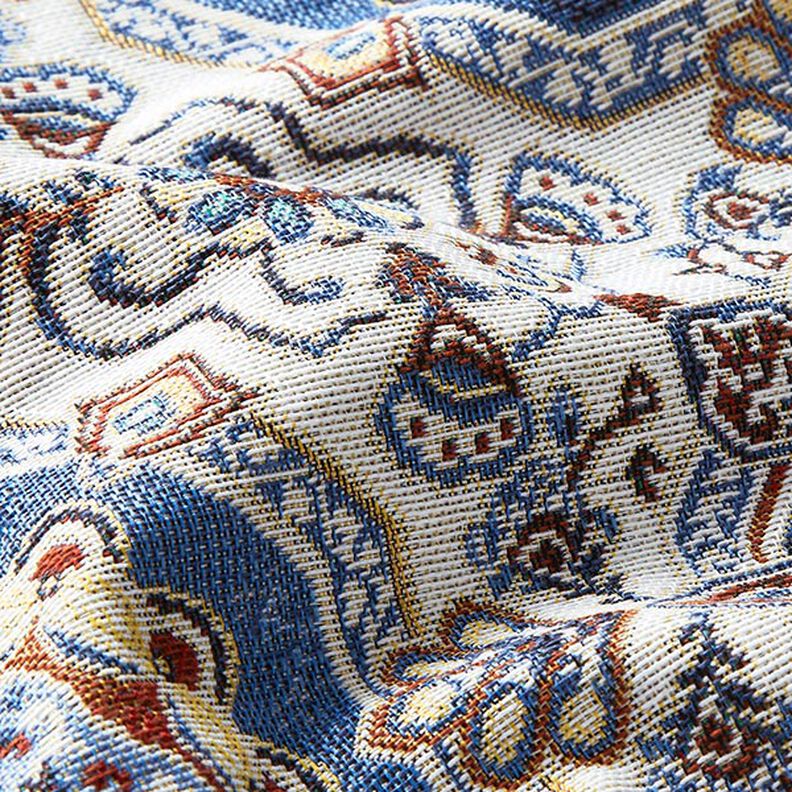 tessuto arredo gobelin Mandala orientale – blu/avorio,  image number 2