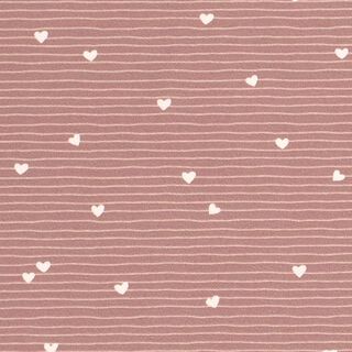 jersey di cotone Cuori e strisce  – rosa antico chiaro, 