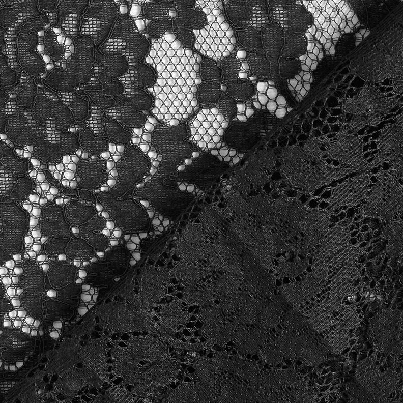 Pregiato tessuto di pizzo con motivo floreale – nero,  image number 5