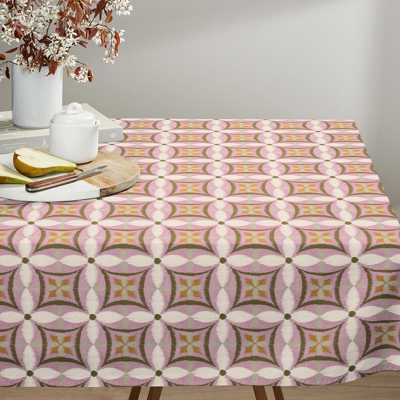 tessuto arredo tessuti canvas Aspetto ricamato grande – violetto pastello/beige chiaro, image number 7