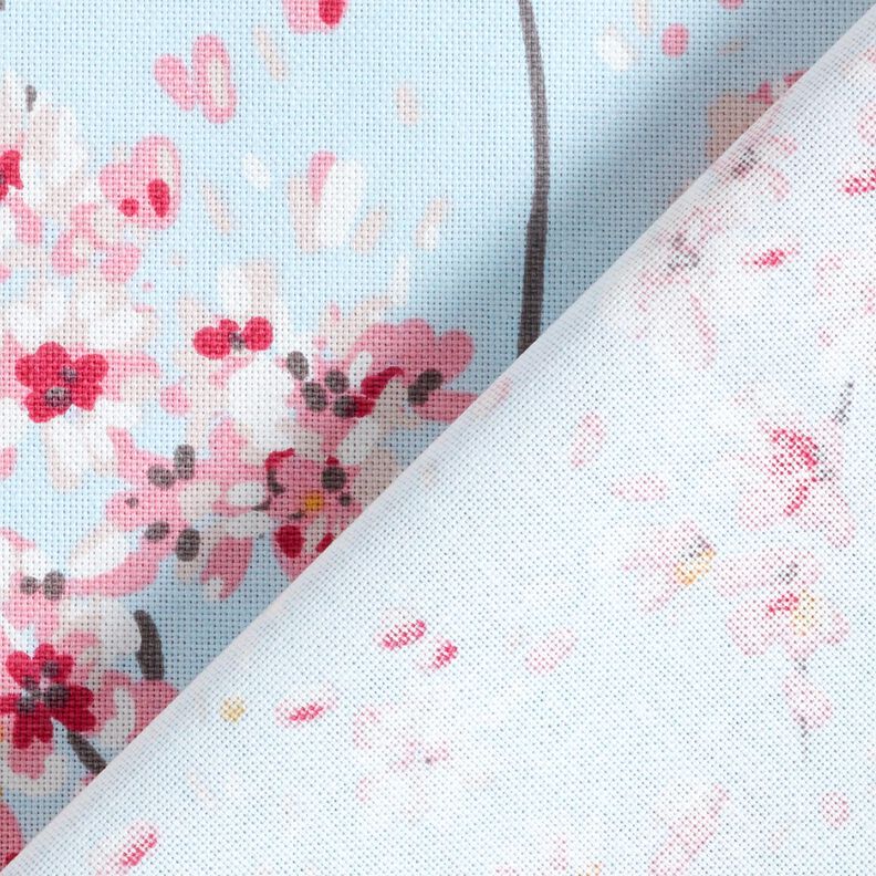 tessuto arredo mezzo panama Rami di fiori di ciliegio – azzurro/rosa,  image number 4
