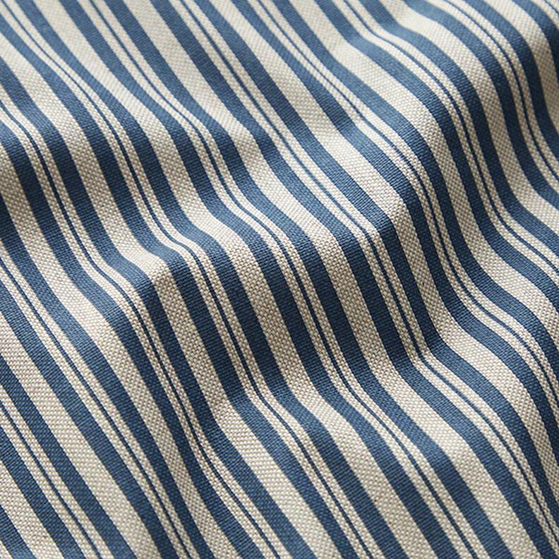 tessuto arredo mezzo panama Righe sottili – colore blu jeans/naturale,  image number 2
