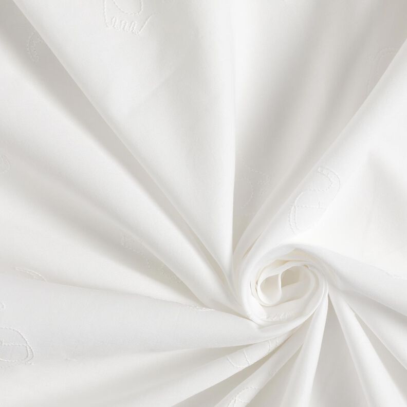 satin di cotone Ricamo di elefanti – bianco, image number 3