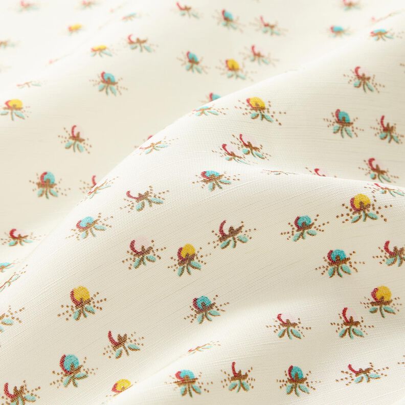 Tessuto di cotone lucido con fiori – bianco lana,  image number 2