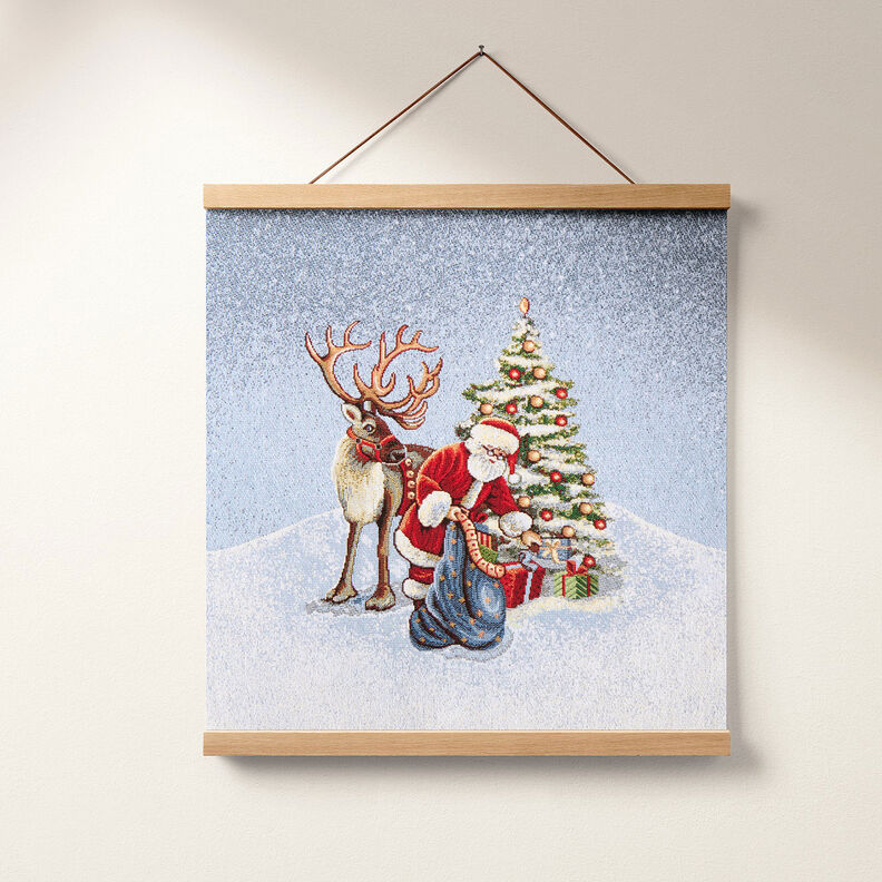 taglio di tessuto arredo gobelin Babbo Natale con renna – blu, image number 6