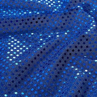 tessuto con paillettes, piccoli pois – blu reale, 