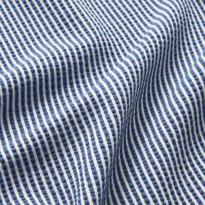 jersey di cotone seersucker Righe sottili – colore blu jeans/bianco, 