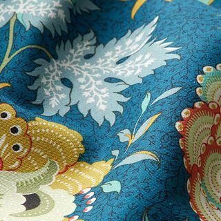 Tessuto arredo Tessuto canvas Motivo floreale orientale – petrolio, 