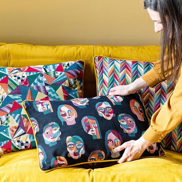 tessuto arredo gobelin motivo zig-zag colorato – giallo chiaro, image number 6