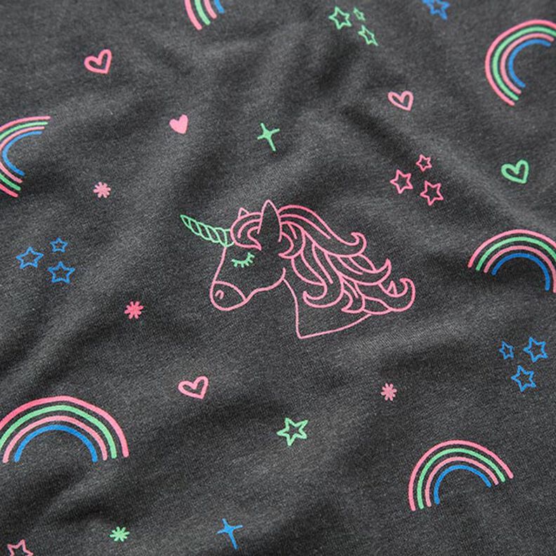 jersey di cotone Unicorni e arcobaleni al neon – antracite,  image number 2