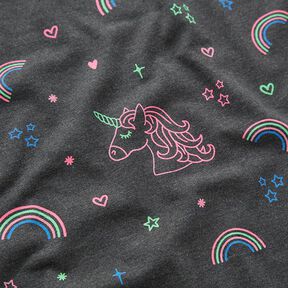 jersey di cotone Unicorni e arcobaleni al neon – antracite, 