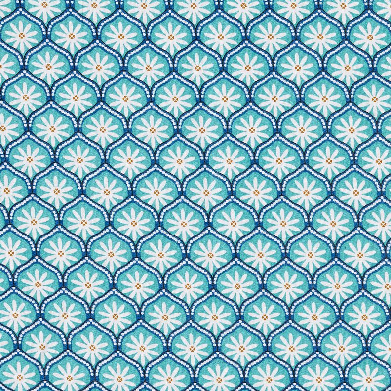 cotone rivestito mattonelle a fiori – azzurro/bianco,  image number 1