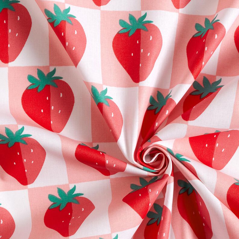 cotone rivestito Quadri di fragola – rosé/rosso,  image number 4