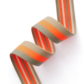 nastro gros-grain per borse, neon [ 40 mm ] – arancio neon/beige, 