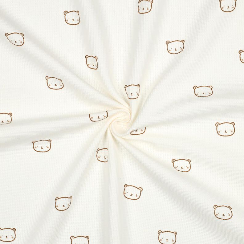 Jersey a nido d’ape orsetti | Poppy Fabrics – bianco lana/marrone capriolo, image number 3