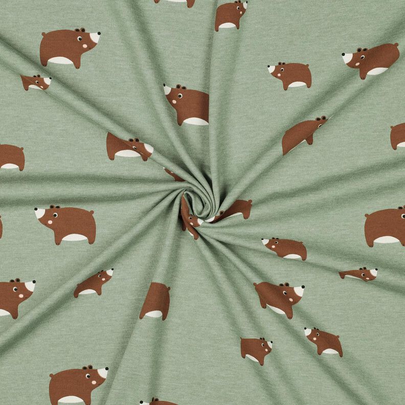 jersey di cotone orsi | Poppy Fabrics – canna palustre/marrone castagna,  image number 3