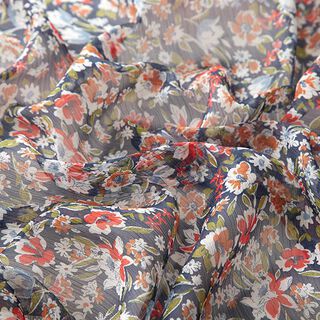 chiffon plissettato millefiori – blu marino, 