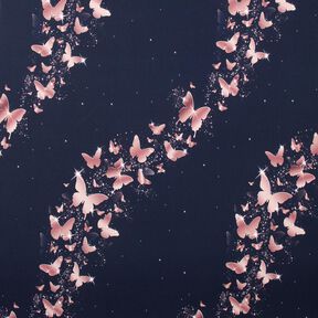 jersey di cotone Farfalle scintillanti | Glitzerpüppi – blu notte/rosa anticato, 