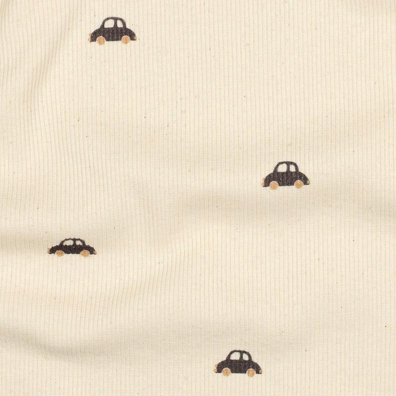GOTS jersey a coste Piccole auto | Poppy Fabrics – crema/marrone nerastro, image number 2
