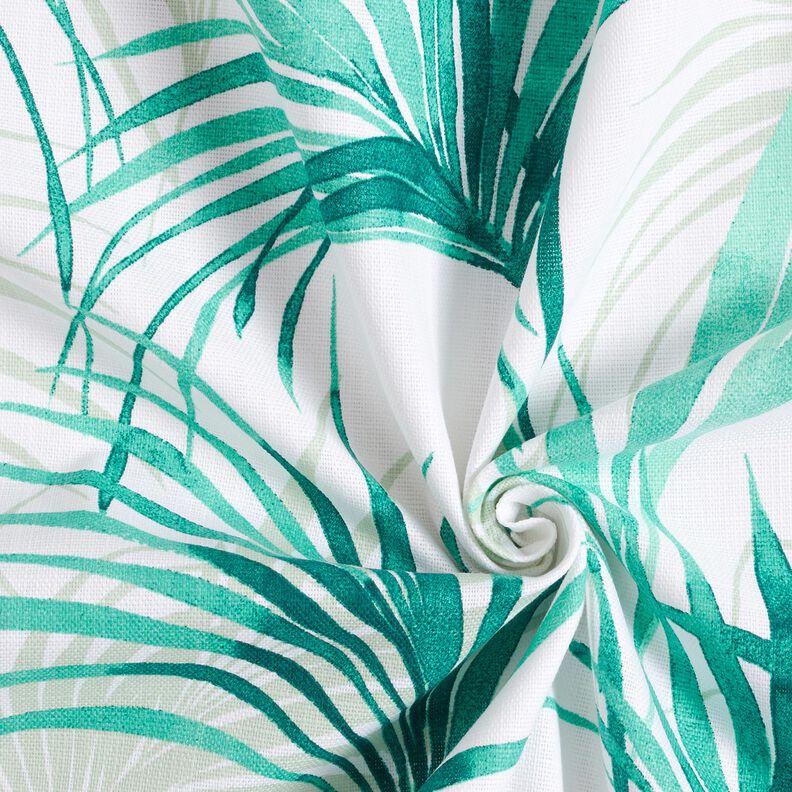 tessuto arredo panama Fronda di palma – bianco/verde smeraldo, image number 3