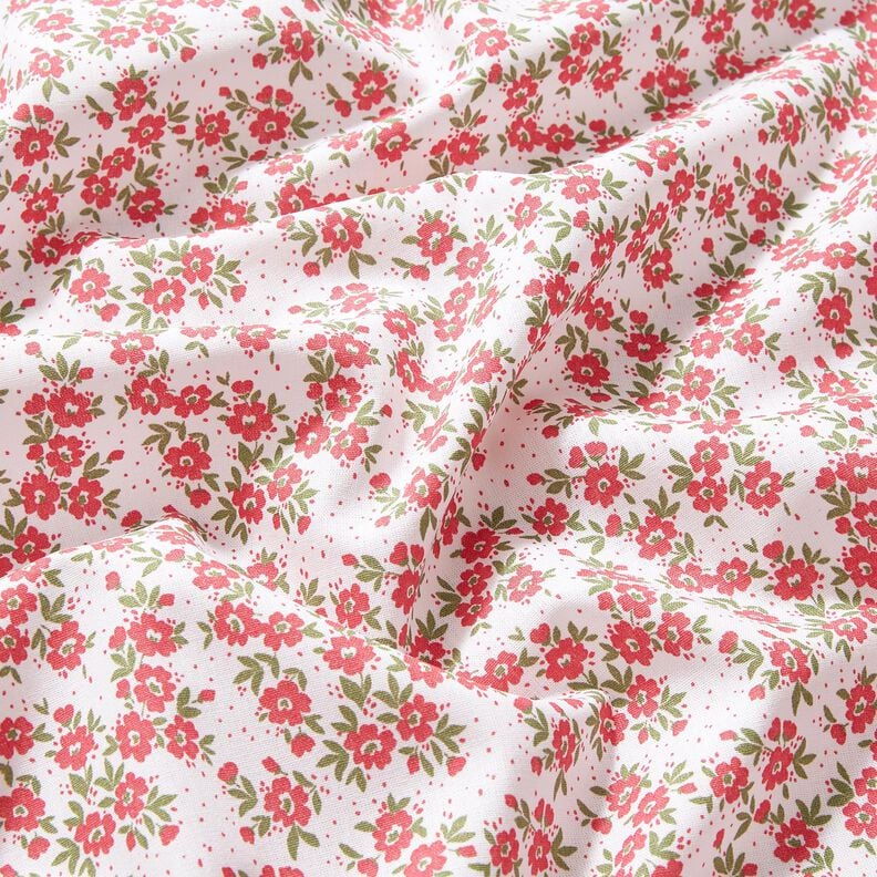 popeline di cotone Mare di boccioli – rosso/bianco, image number 2