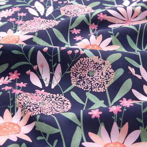 popeline di cotone Grandi fiori di prato stampa digitale | Poppy Fabrics – blu notte, 