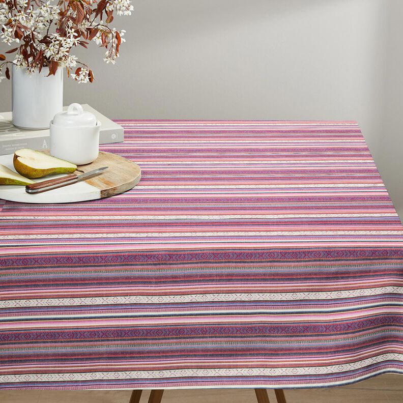 tessuto arredo Jacquard Righe di pastello – rosa/lillà, image number 5