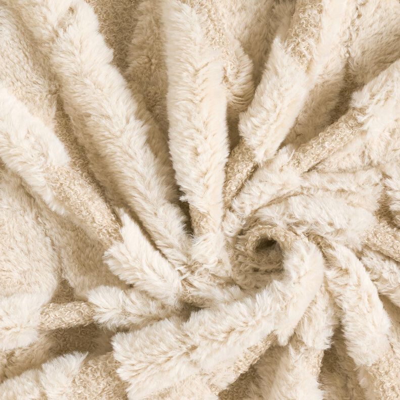 ecopelliccia tessuto bouclé losanghe – sabbia/naturale, image number 3